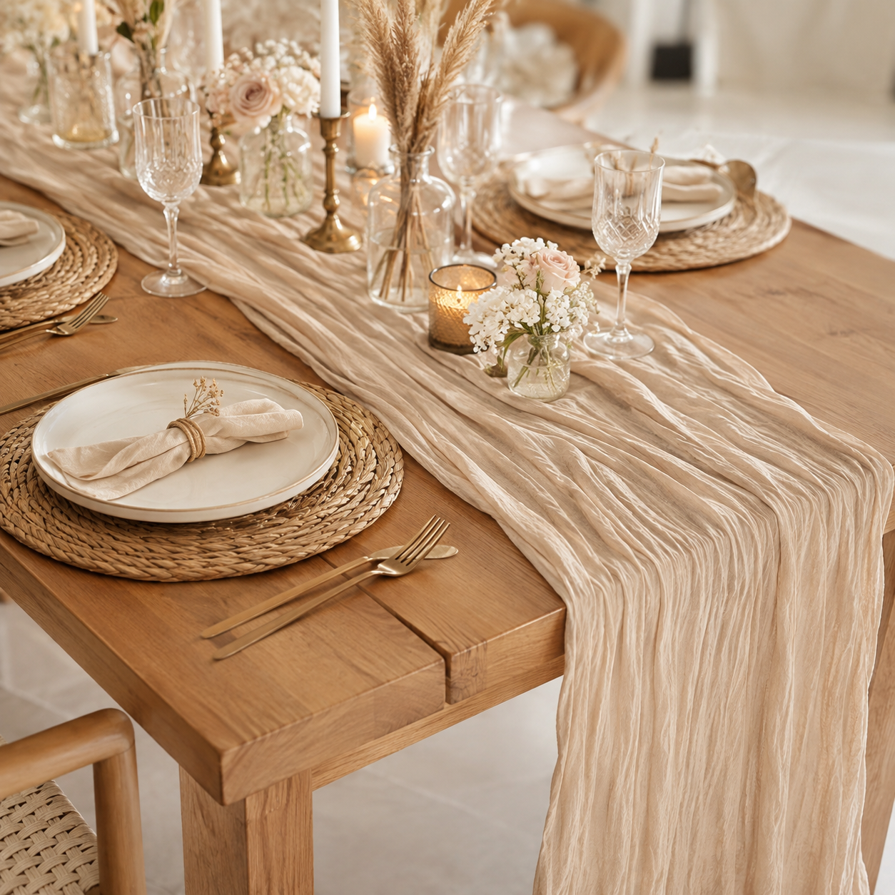 Chemin de table en gaze de coton