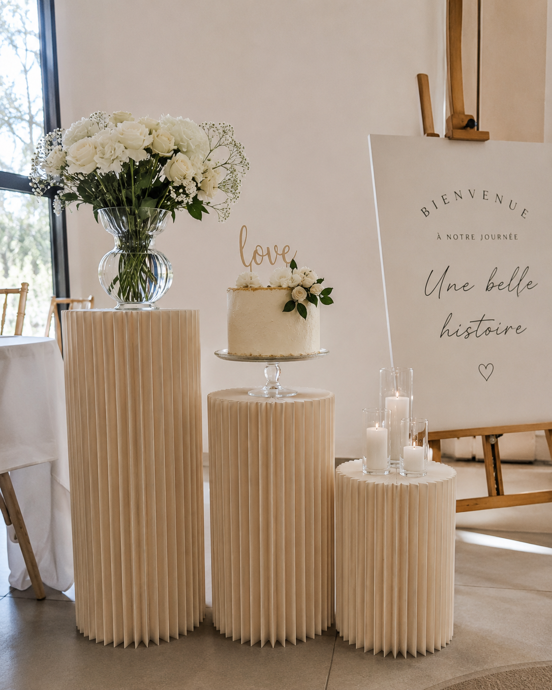 Colonne événementielle plissée- Support gâteaux et décoration