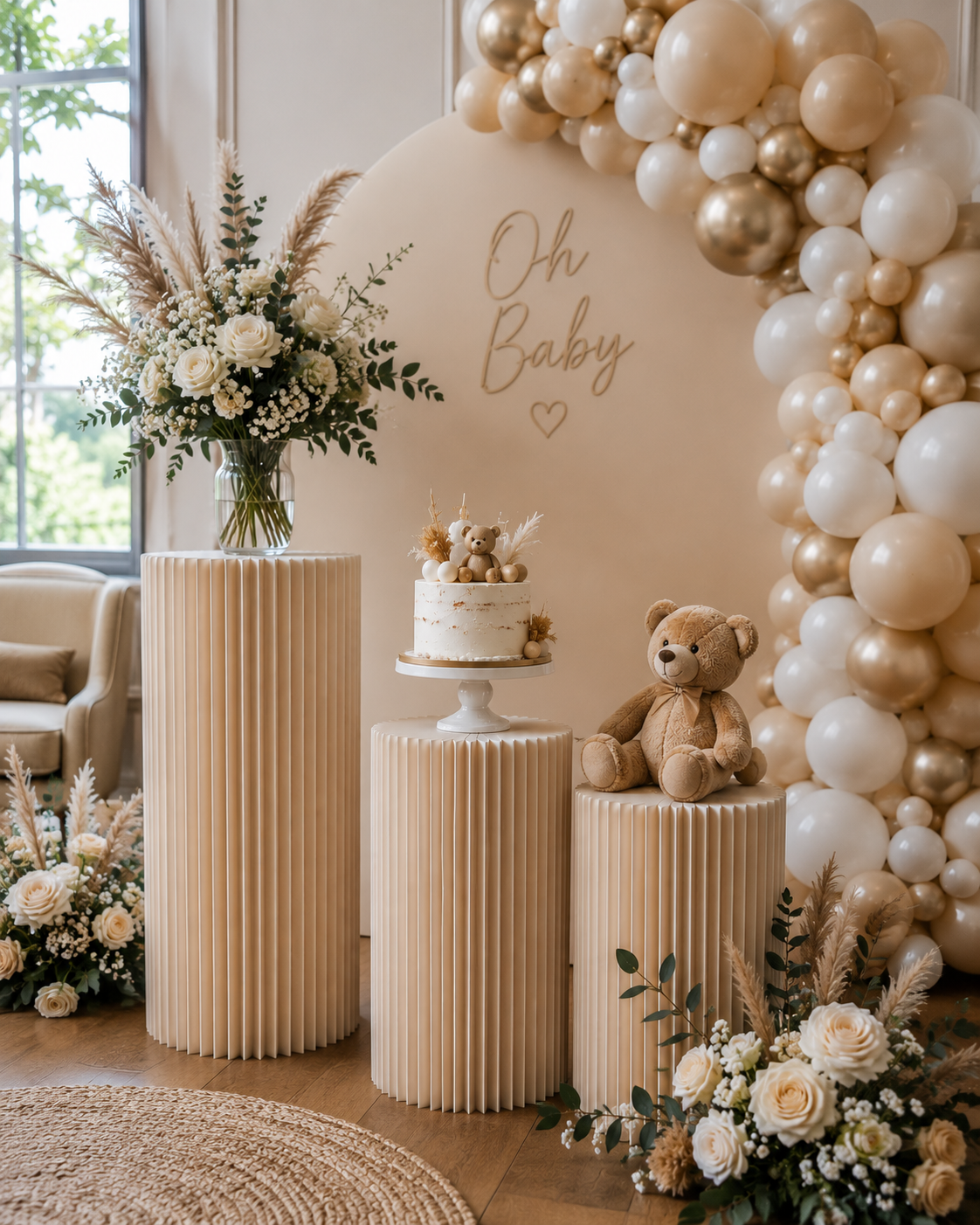 Colonne événementielle plissée- Support gâteaux et décoration