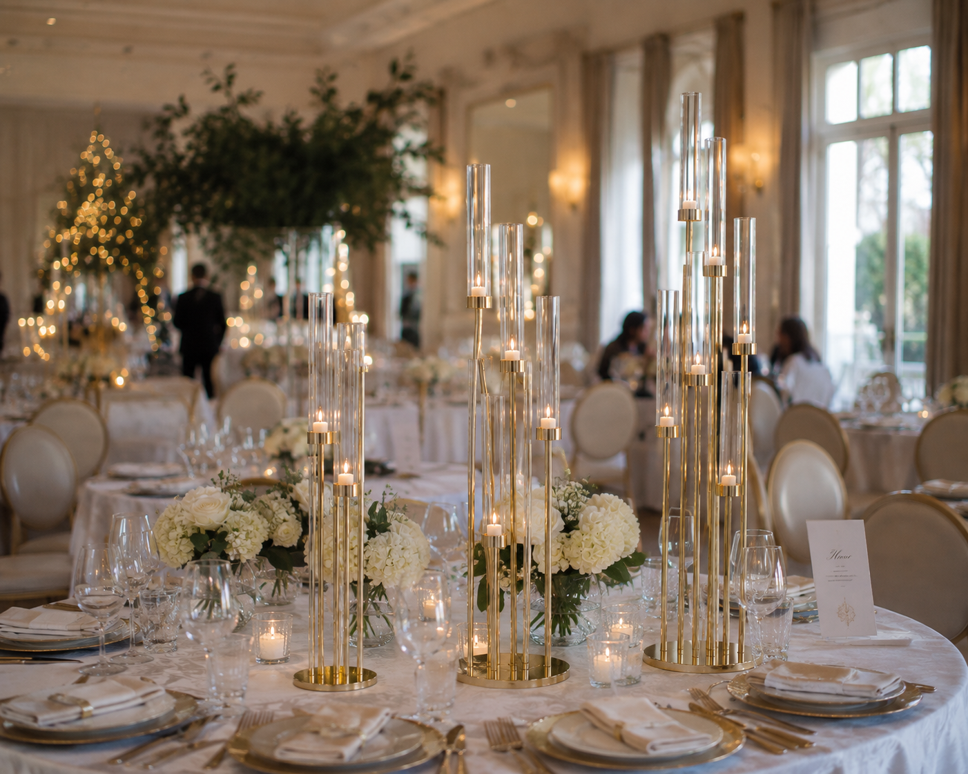 Chandelier doré Élégance - Support à bougies multi-hauteurs