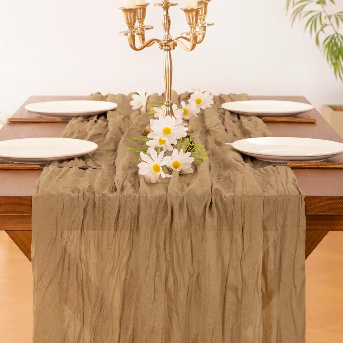Chemin de table en gaze de coton